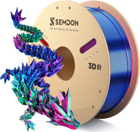 Semdon Tri-Color Gradient Rainbow 1.75mm Silk PLA Filament Spool