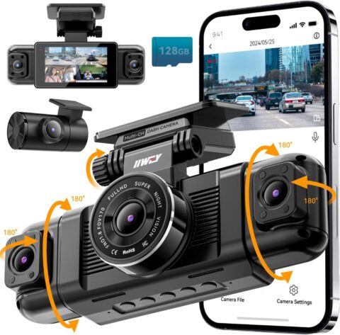 IIWEY N5 4-Channel 360° Dash Cam with Night Vision and Free 128GB SD Card