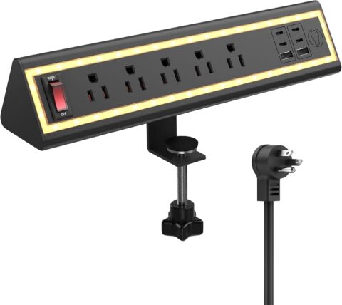 Nyytge 11-in-1 desk clamp power strip with 5 AC outlets and 6 USB ports deal on Amazon.