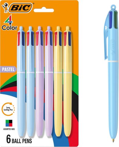 BIC 4 Pastel Barrel multicolor ballpoint pens 6-pack deal on Amazon