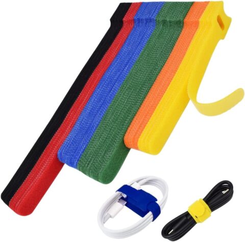 Nayzwok 80-piece reusable multi-color cable management cord ties assortment on sale at Amazon